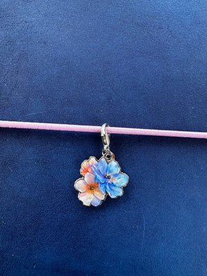 Collage Soup Floral Charm – Watercolor Bloom Enamel Clip for Journals & Jewelry (18mm)