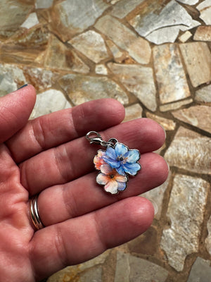 Collage Soup Floral Charm – Watercolor Bloom Enamel Clip for Journals & Jewelry (18mm)