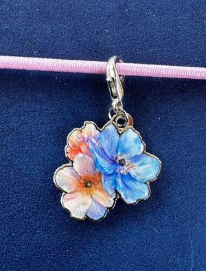 Collage Soup Floral Charm – Watercolor Bloom Enamel Clip for Journals & Jewelry (18mm)