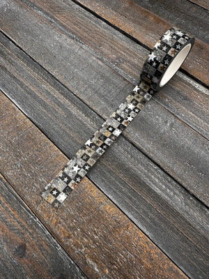 Collage Soup Starry Nights Washi Tape | Black & Silver Foil Stars for Journals, Collage & Cosmic Crafts