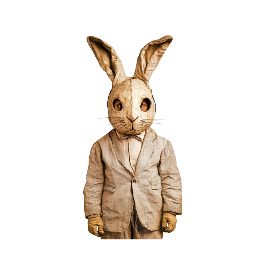 Case No. 1031 Digi-Bites — rabbit-masked figure in a rumpled suit