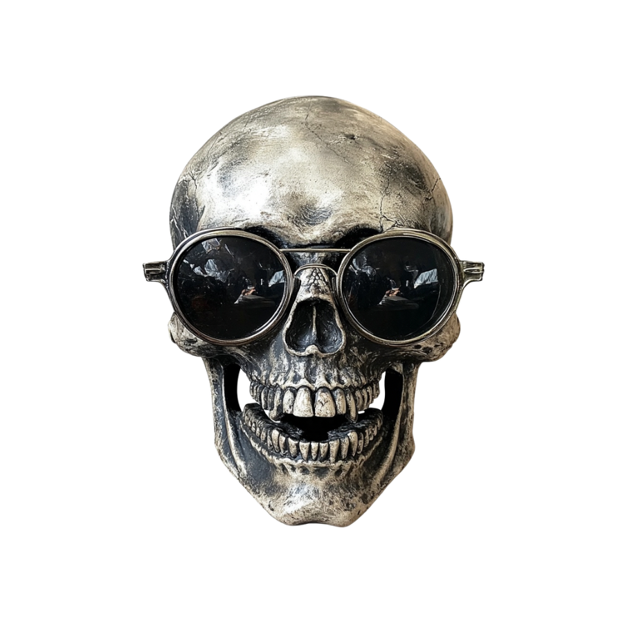 Case No. 1031 Digi-Bites — skull wearing round dark sunglasses