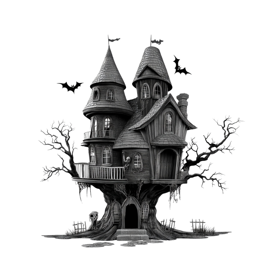 Case No. 1031 Digi-Bites — haunted house in a tree with bats