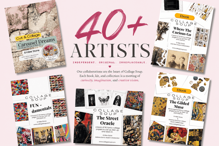 40+ Artists — Collage Soup collaborator collage covers