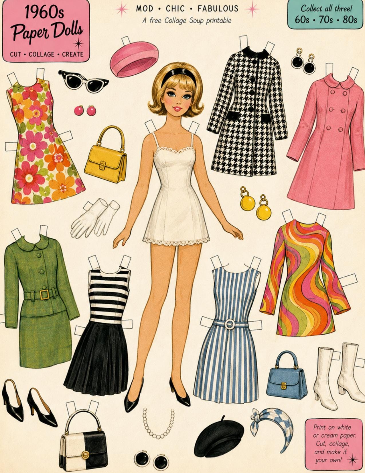 Collage Soup 1960s Paper Dolls Freebie