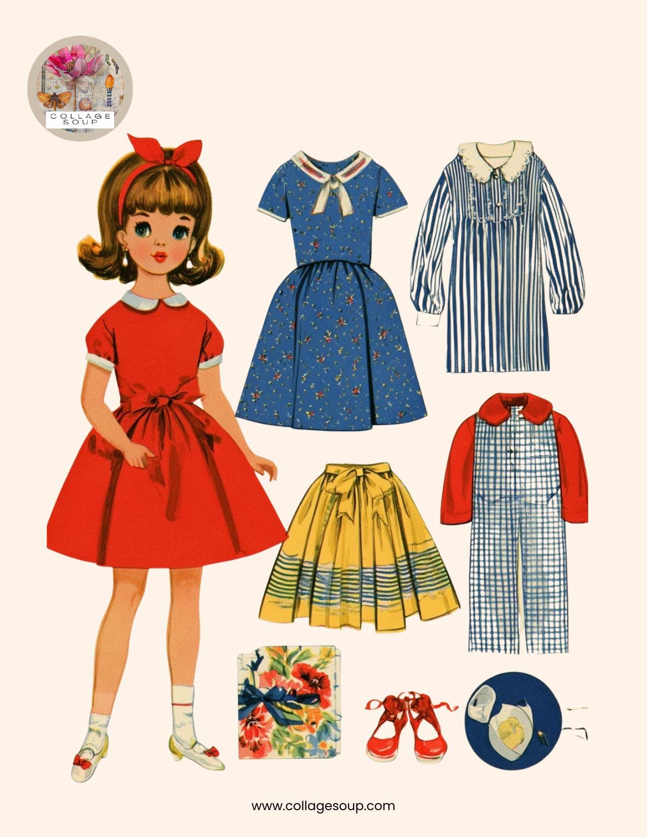 Collage Soup 1960s Paper Dolls Freebie