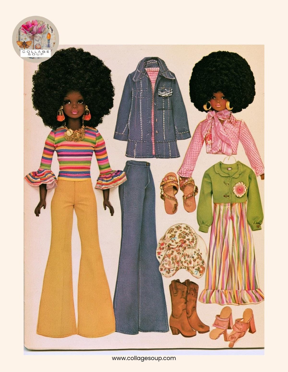 Collage Soup 1970s Paper Dolls Freebie
