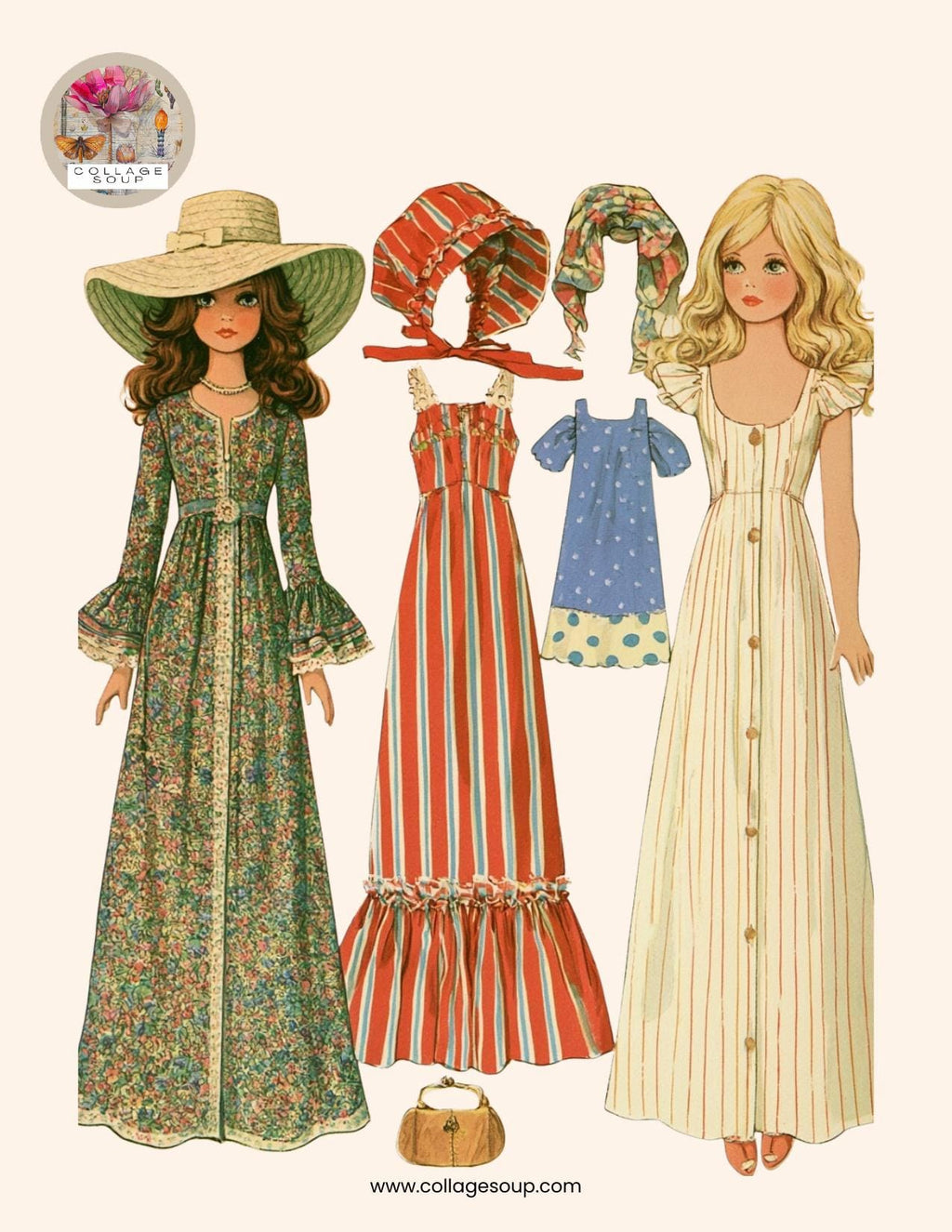 Collage Soup 1970s Paper Dolls Freebie