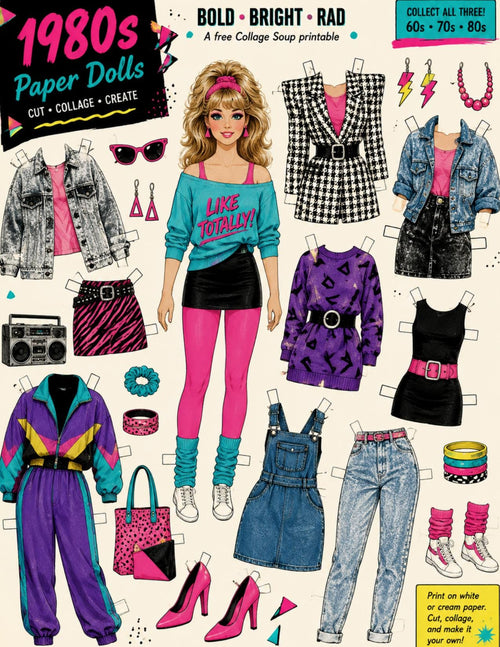 Collage Soup 1980s Paper Dolls Freebie