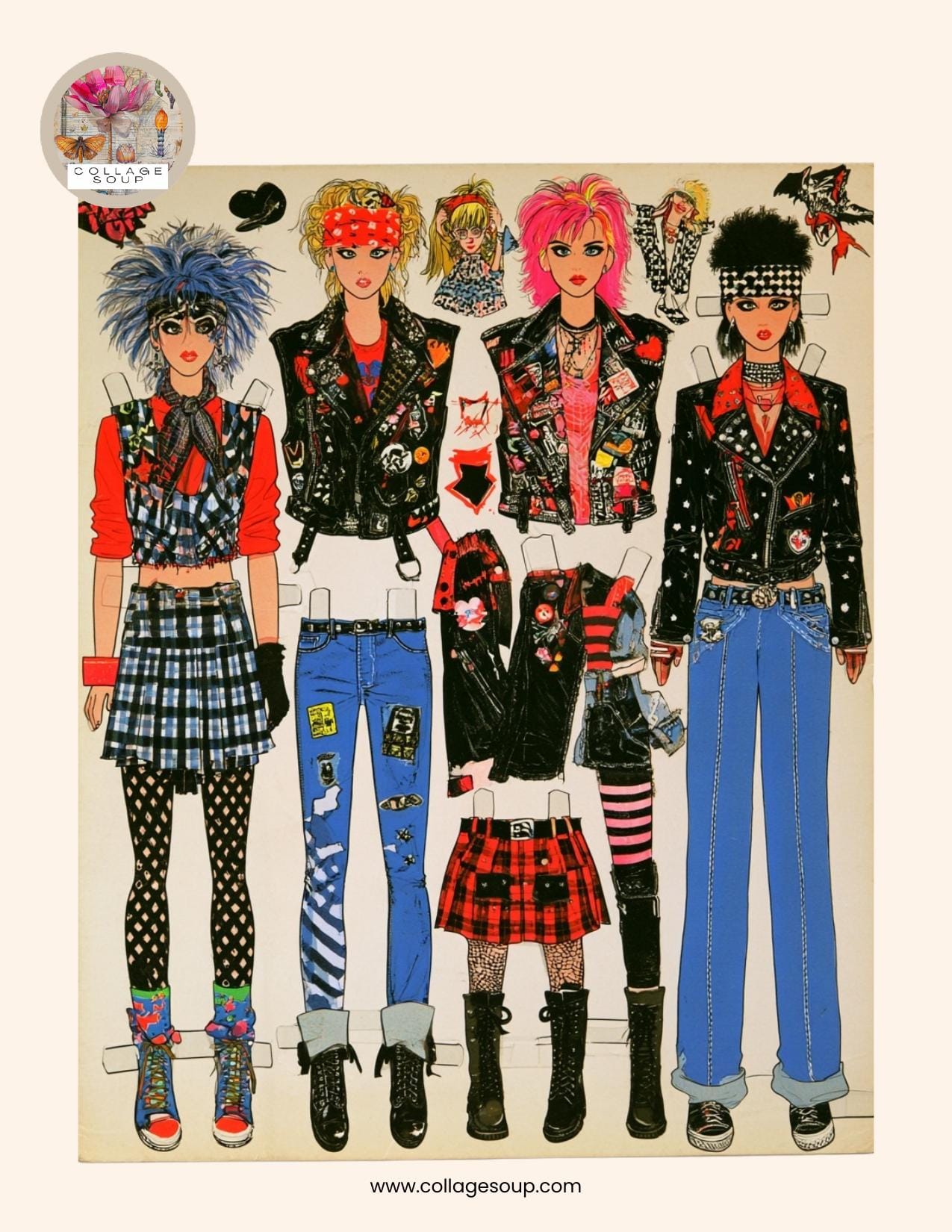 Collage Soup 1980s Paper Dolls Freebie
