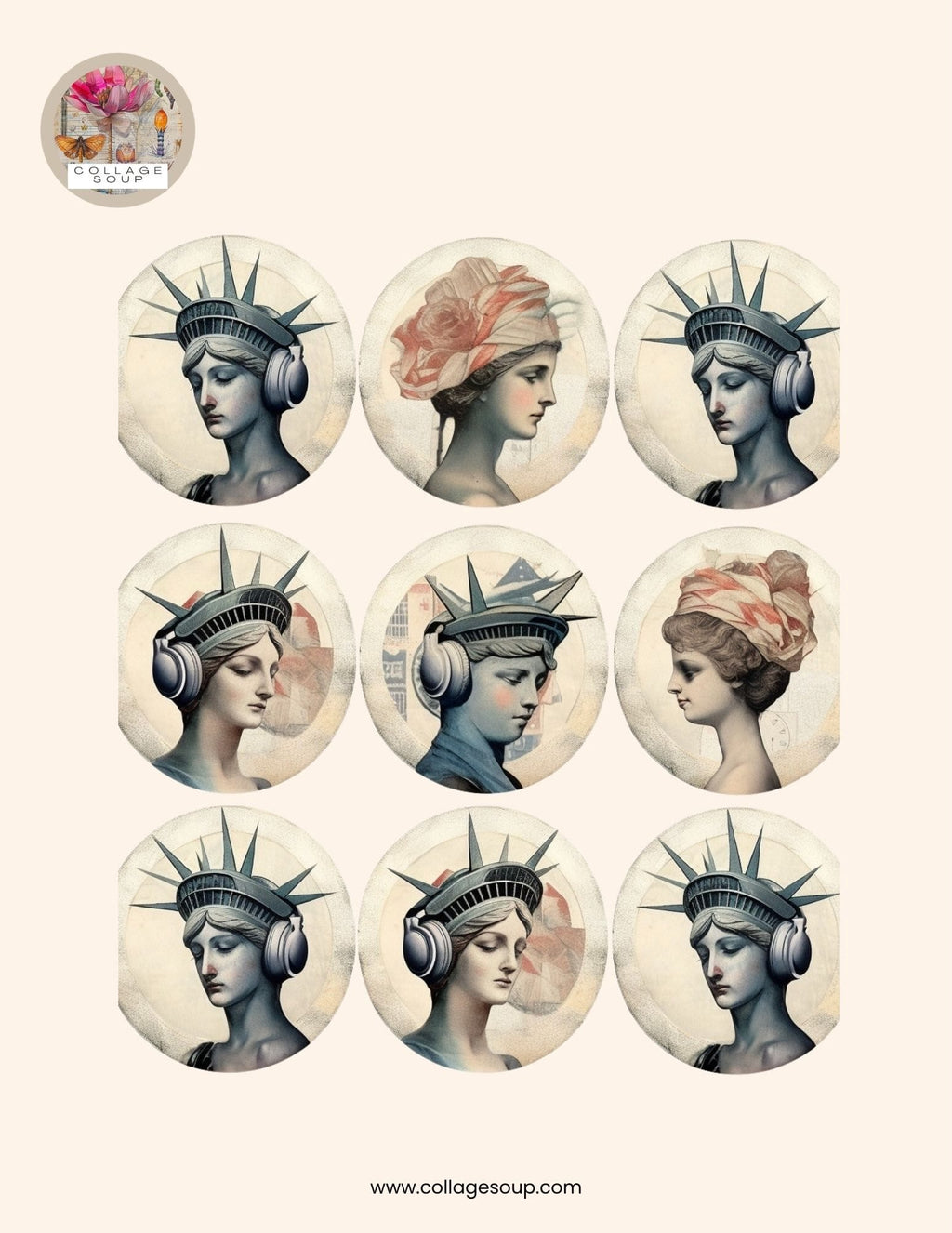 Collage Soup 4th of July Freebie — 6 Collage Papers