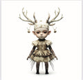 Collage Soup Antlered Doll – Gothic Vinyl Die-Cut Sticker (3–4”) for Journals, Laptops & Water Bottles