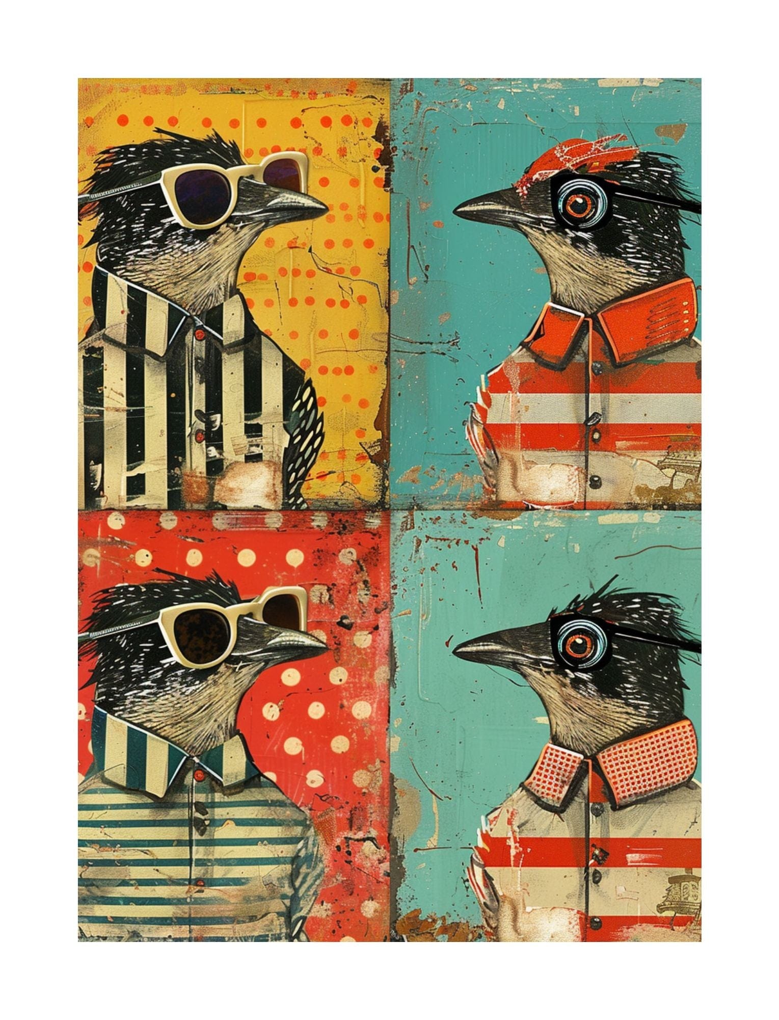 Collage Soup Bird Nerd (eBook) Printable Quirky Birds Collage Sheets – Digital Download