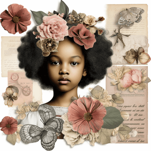 Collage Soup Bloomed & Bemused: Fancy Collage Papers of Faces & Flowers