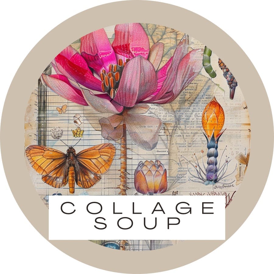 Collage Soup Bloomed & Bemused: Fancy Collage Papers of Faces & Flowers