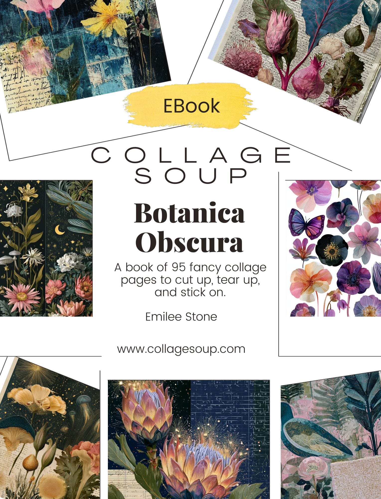 Collage Soup Botanica Obscura — Midnight Garden Collage Papers eBook