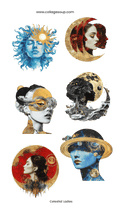 Collage Soup Celestial Ladies – 6 Kiss-Cut Vinyl Stickers (Each 1.75”)