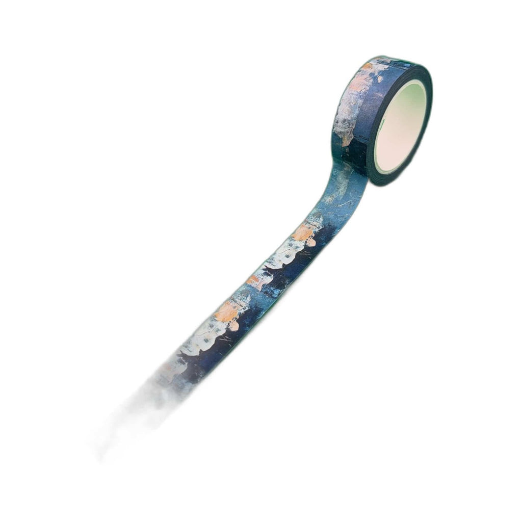 Collage Soup Coastal Drift Washi Tape — Moody Abstract Seascape in Navy, Slate & Sand