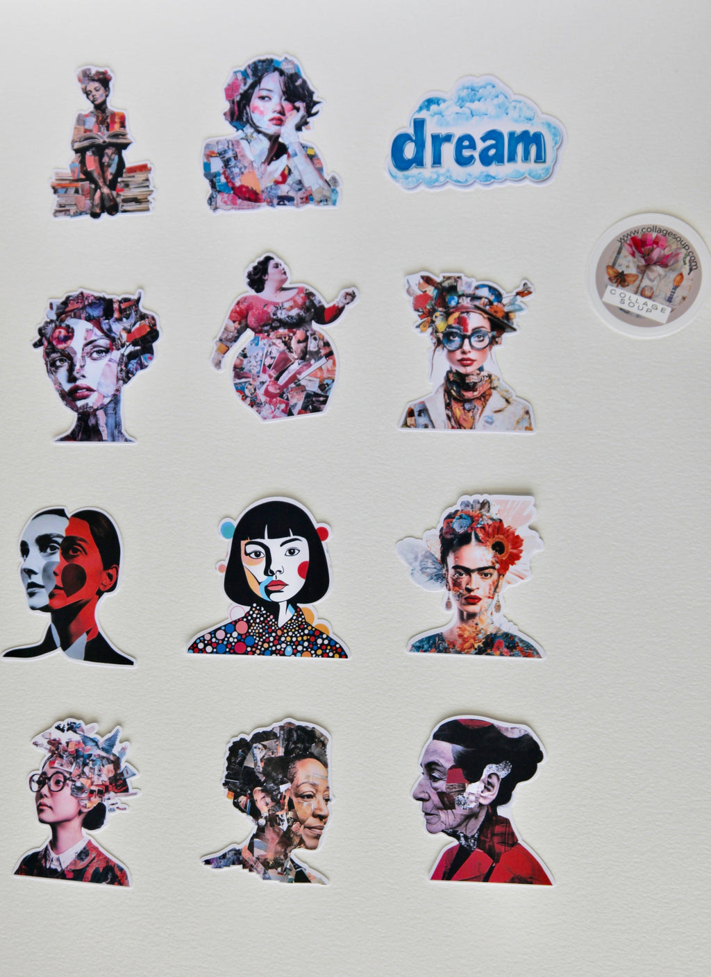 Collage Soup Creative Heroine Paper Bites - 12 Iconic Female Artist Designs for Collage and Journaling  110 lb. Paper