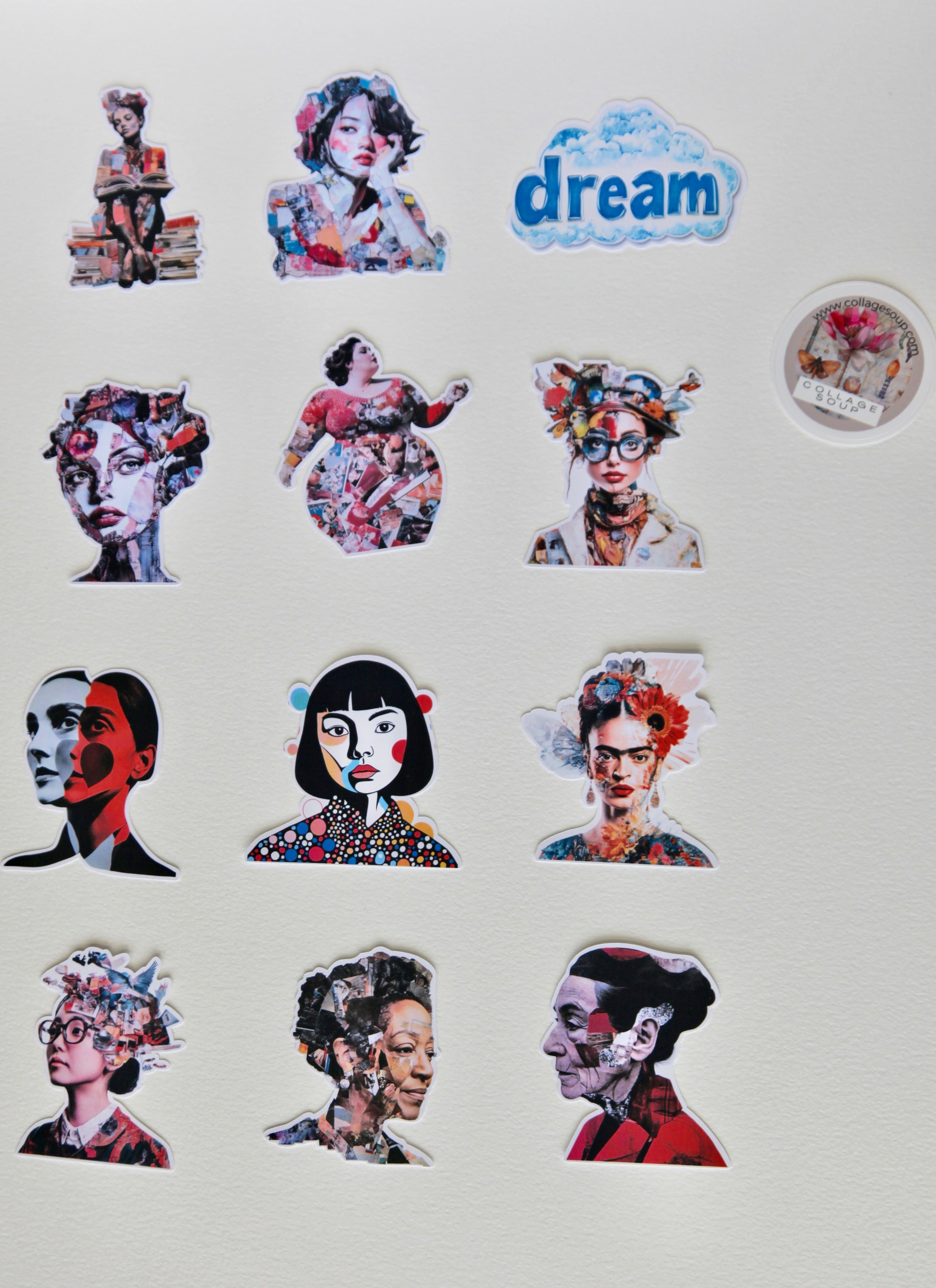 Collage Soup Creative Heroine Paper Bites - 12 Iconic Female Artist Designs for Collage and Journaling  110 lb. Paper