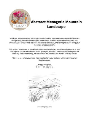 Collage Soup Curious Collage Society #1023 (Project) Abstract Mountain Landscape Using Torn Paper – 15 pages