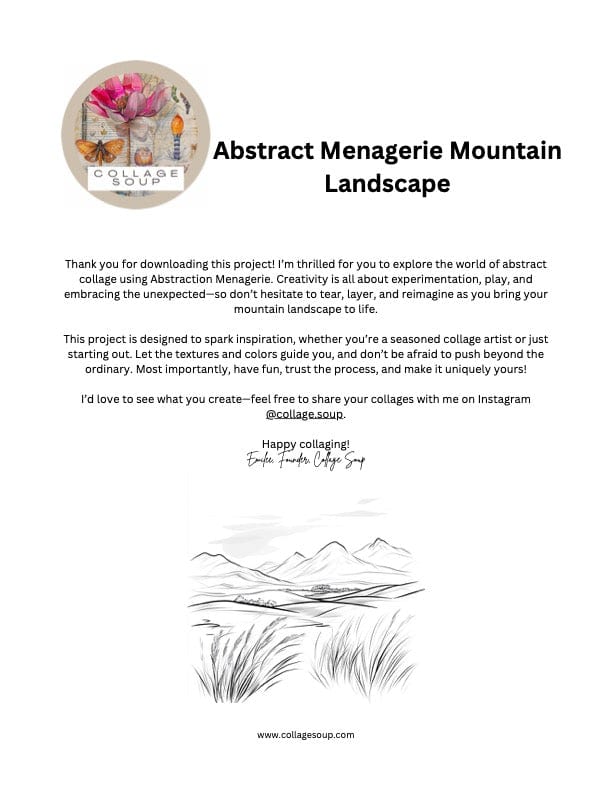 Collage Soup Curious Collage Society #1023 (Project) Abstract Mountain Landscape Using Torn Paper – 15 pages