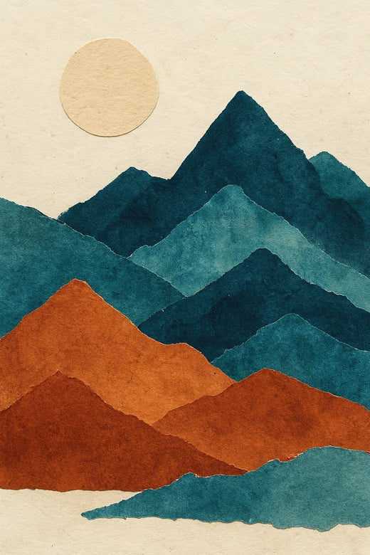 Société de collages curieux n° 1023 (Projet) Montagnes de papier déchiré avec ménagerie abstraite – 4 pages