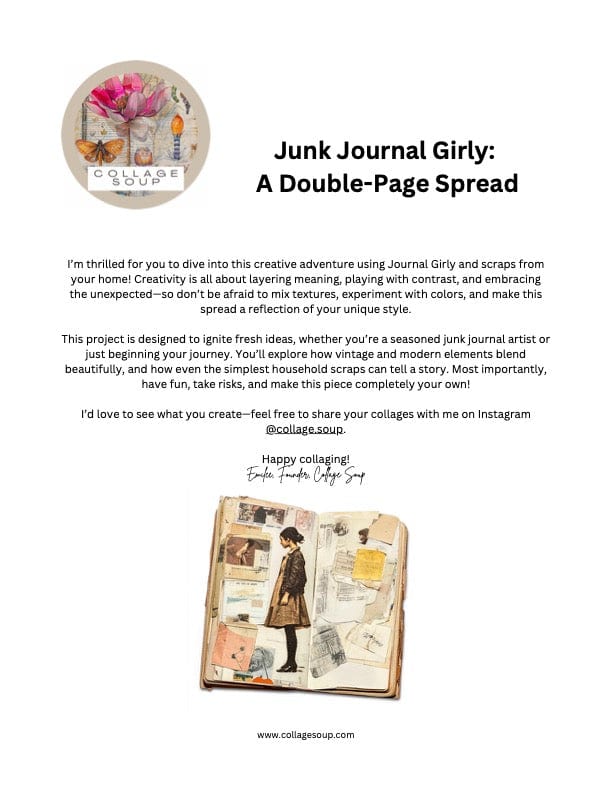 Collage Soup Curious Collage Society #1026 (Project) Create a Layered Junk Journal Spread with Journal Girly – 3 pages