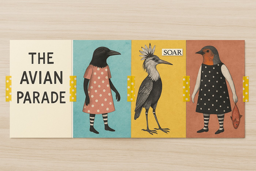 Société de collages curieux n° 1040 (Projet) Créer un défilé de cartes postales dépliables avec des oiseaux de même plumage