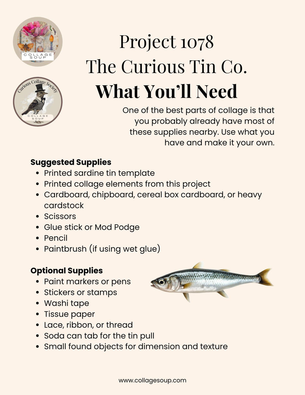 Collage Soup Curious Collage Society Project #1078 — Sardine Tin