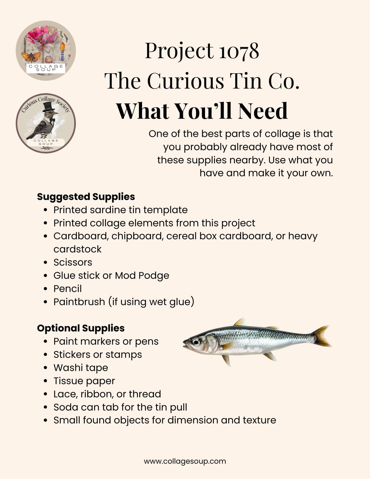 Collage Soup Curious Collage Society Project #1078 — Sardine Tin