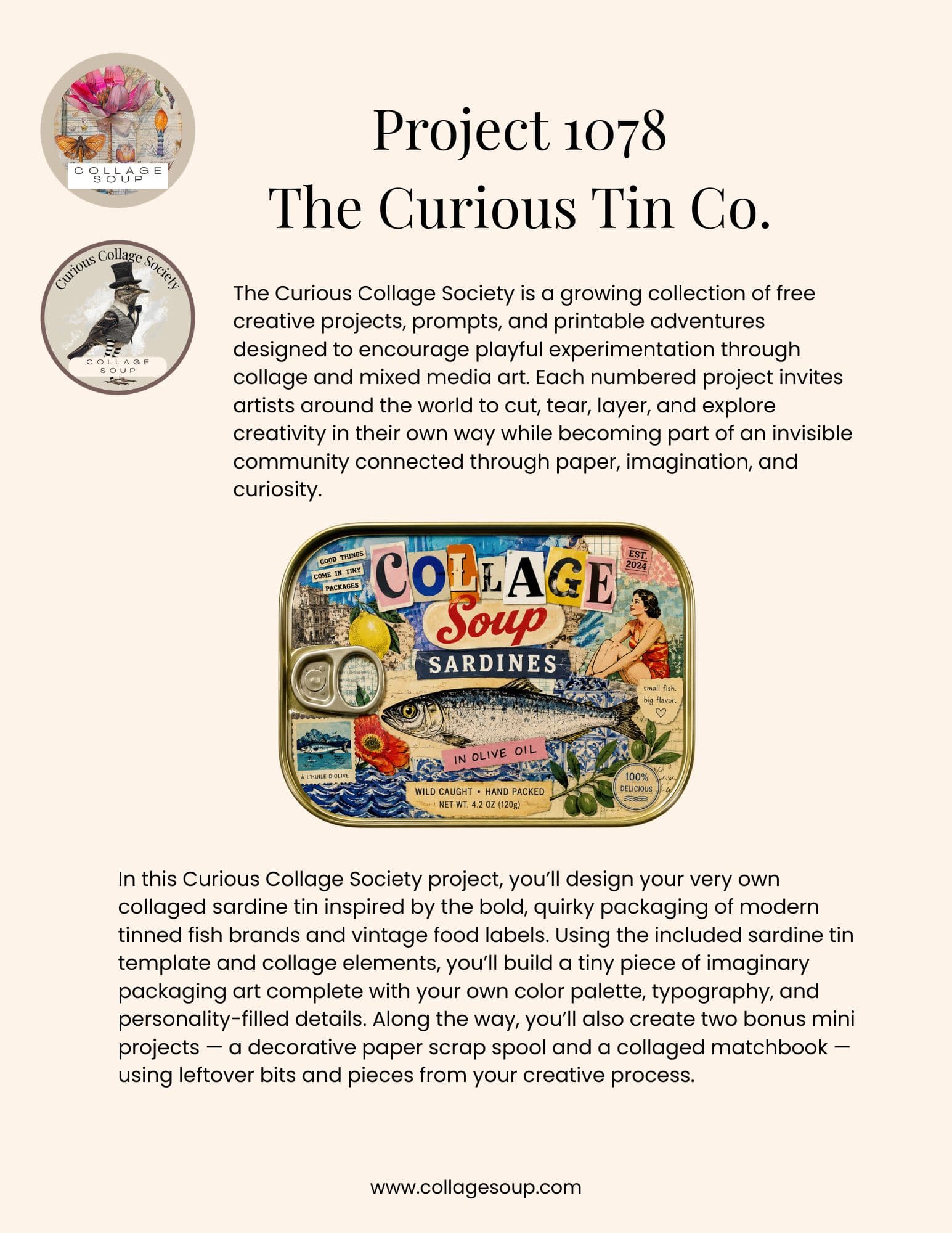 Collage Soup Curious Collage Society Project #1078 — Sardine Tin