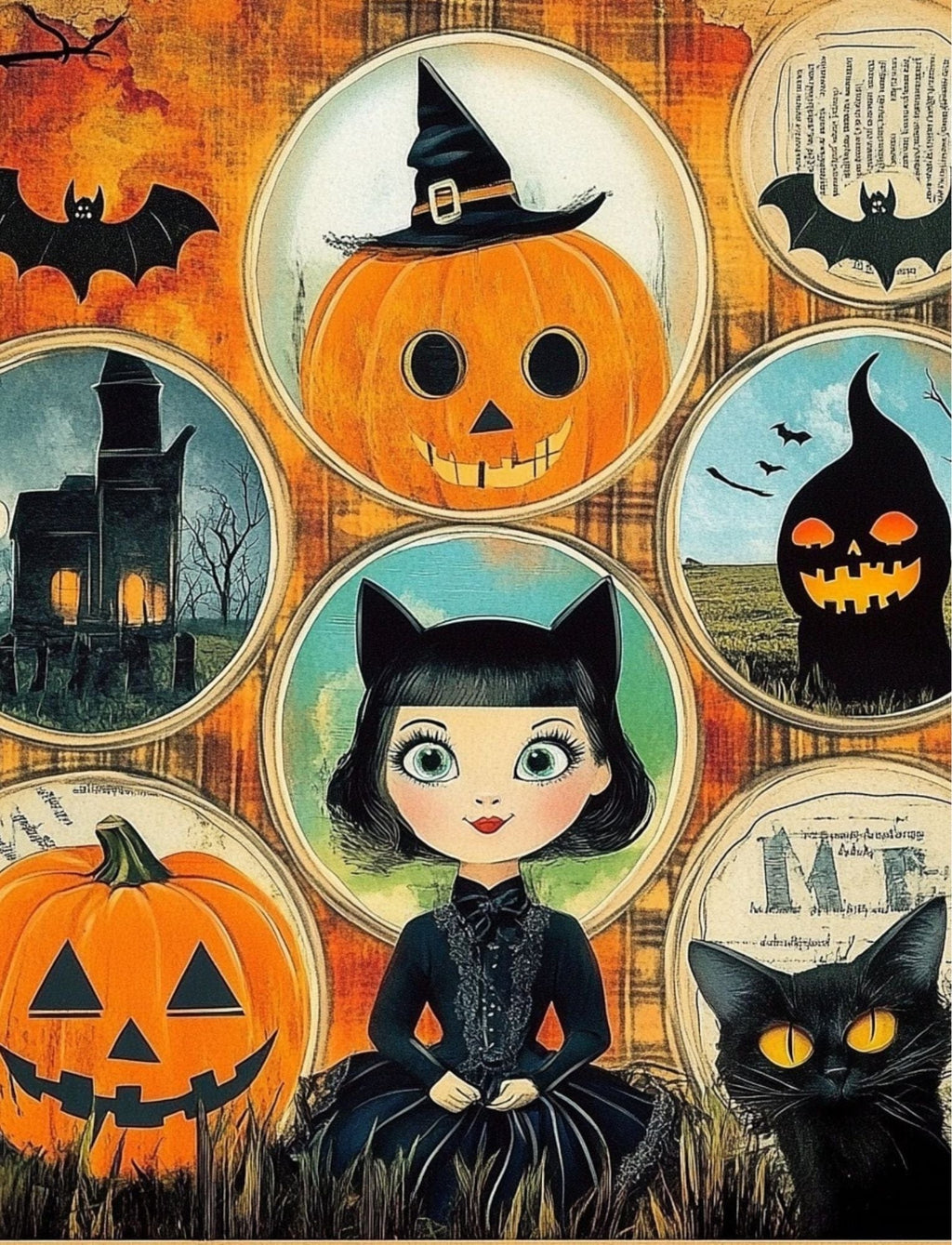Collage Soup Curses! It’s Halloween – Paperback | 84 Pages of Festive Collage Papers with Cats, Costumes & Bats