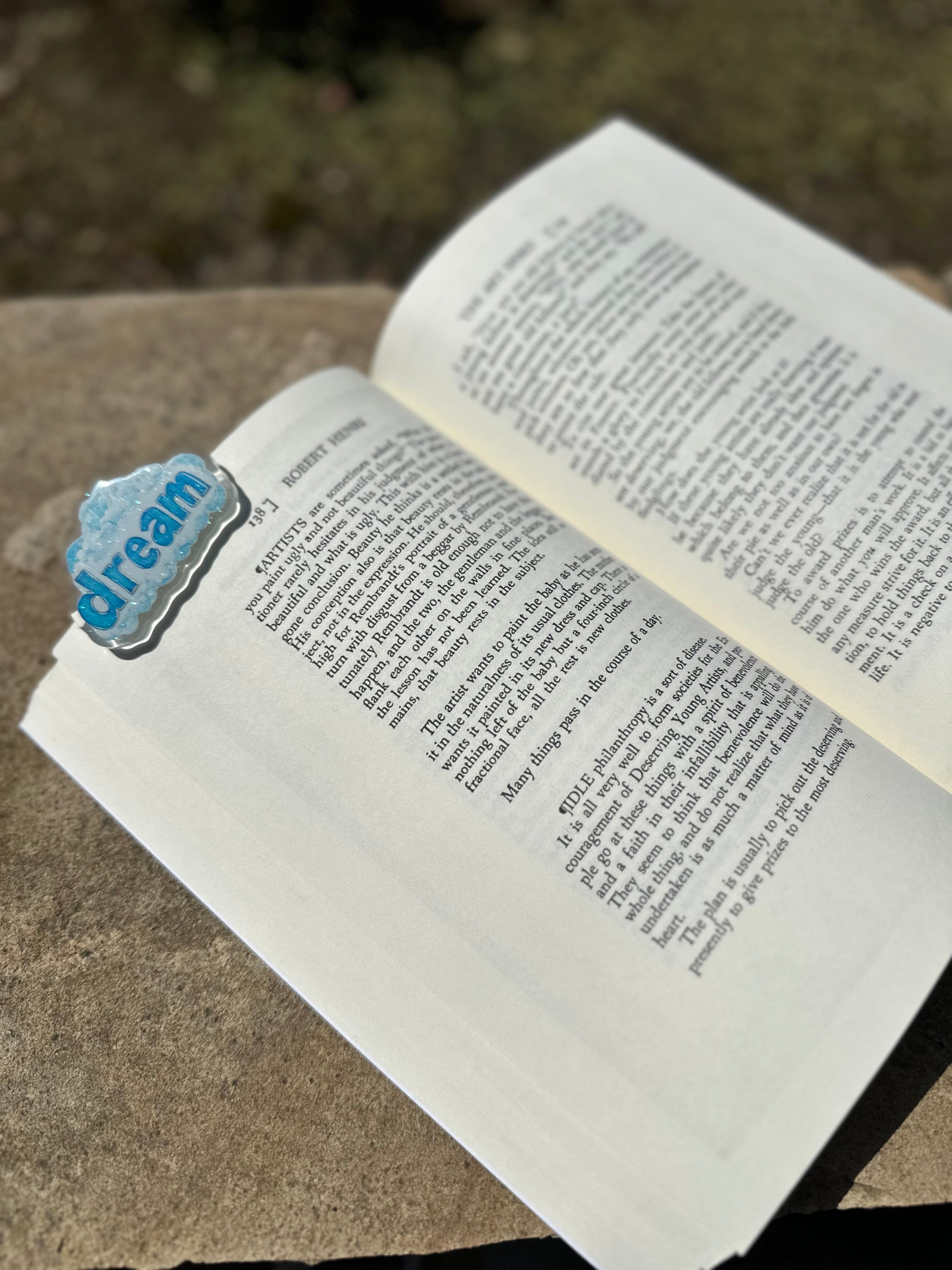 Collage Soup Dream Journal Clip – Glittery Blue Cloud Page Holder (2.25”)