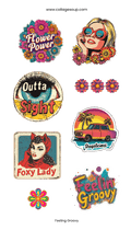 Collage Soup Feelin’ Groovy – Sticker Sheet | 1960s Retro Stickers for Journals, Scrapbooks & Happy Mail