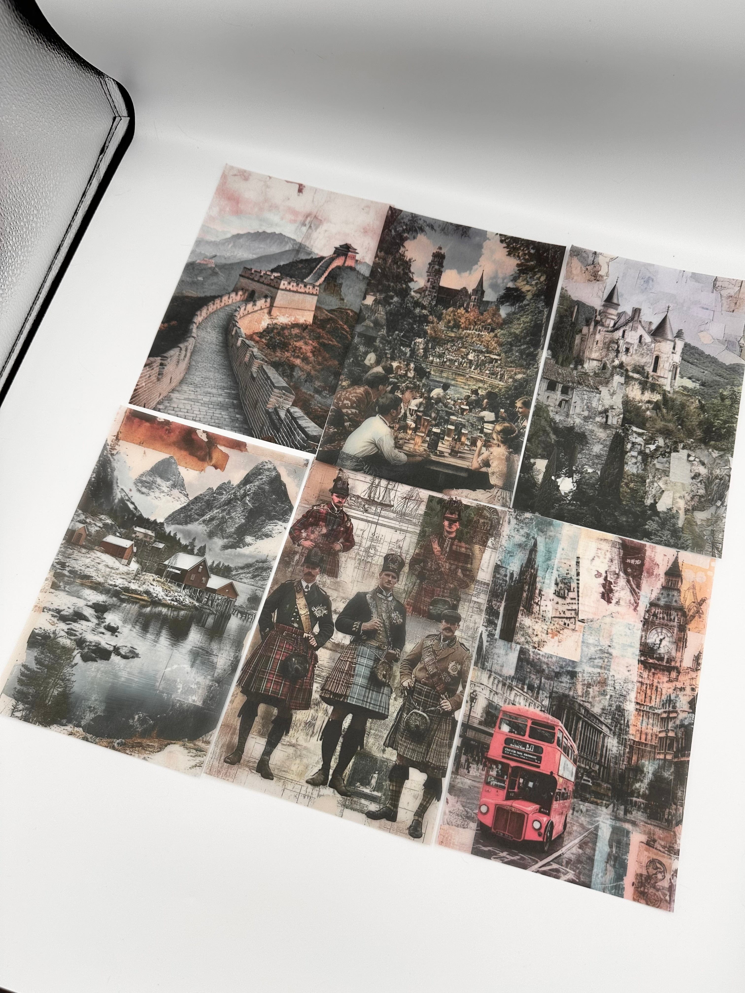 Collage Soup Global Adventures Scrap Pack | 50-Piece Vellum Paper Set for Mixed Media, Junk Journals & Scrapbooking