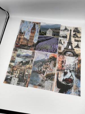 Collage Soup Global Adventures Scrap Pack | 50-Piece Vellum Paper Set for Mixed Media, Junk Journals & Scrapbooking