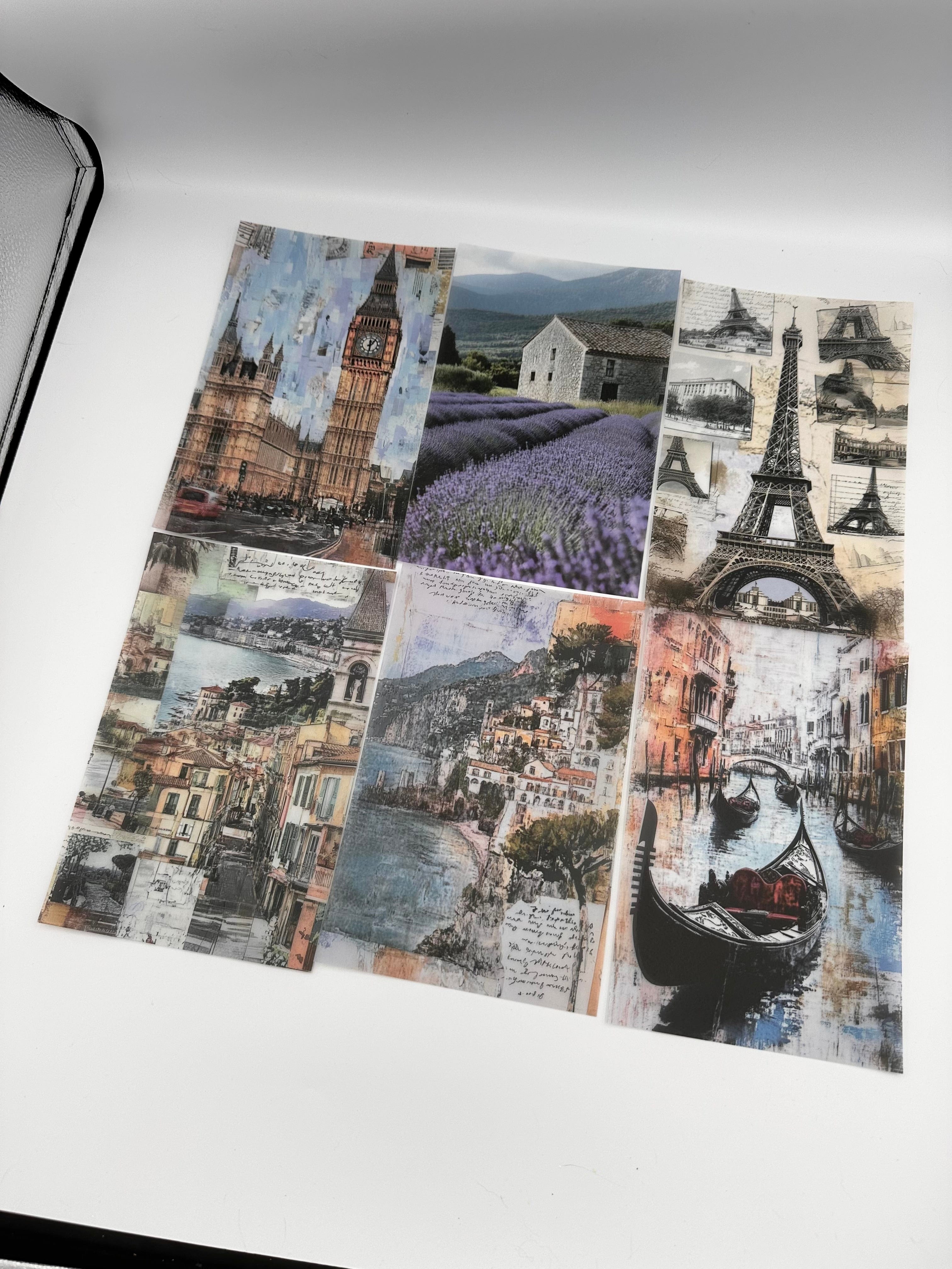 Collage Soup Global Adventures Scrap Pack | 50-Piece Vellum Paper Set for Mixed Media, Junk Journals & Scrapbooking