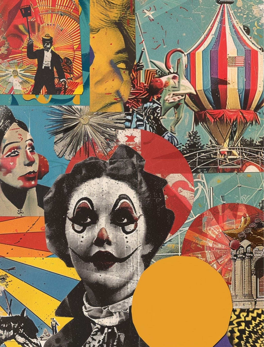 Collage Soup Here Come The Clowns: 75-Page Printable Circus-Themed Collage eBook