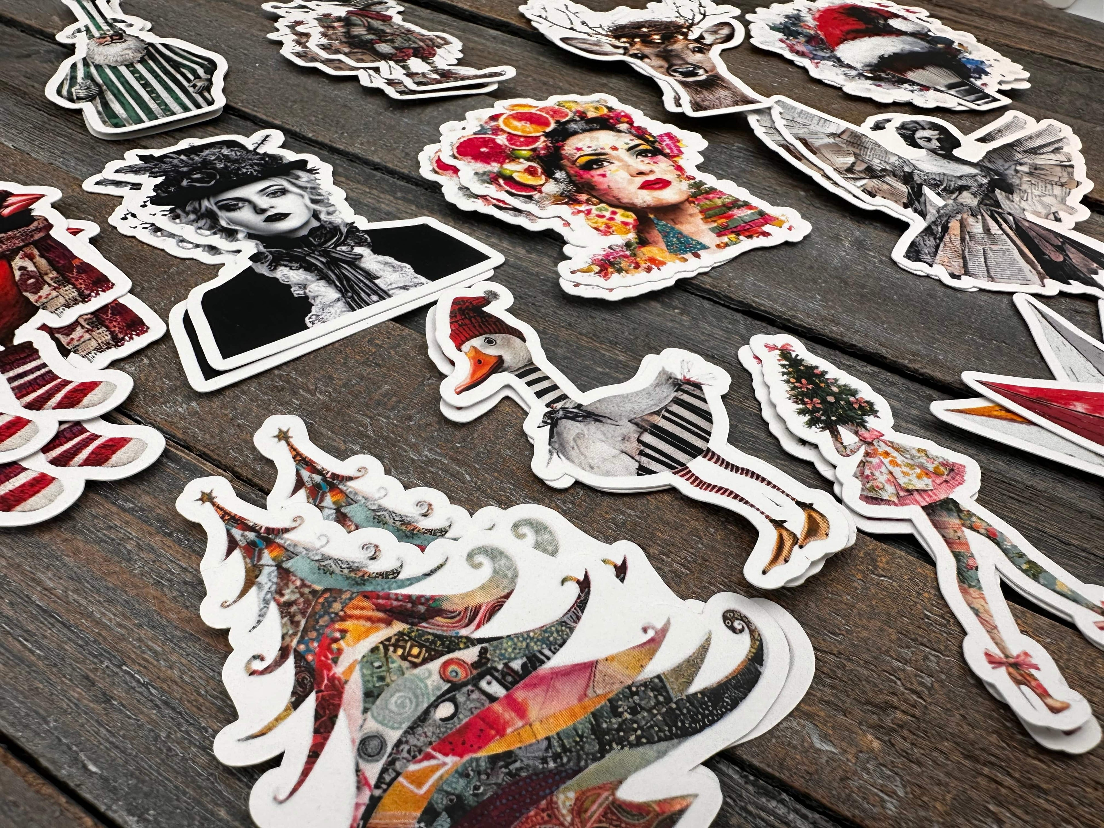 Collage Soup Ho, Ho, What?! – 24 Holiday Die Cuts | 12 Designs of Whimsical Collage Christmas Characters