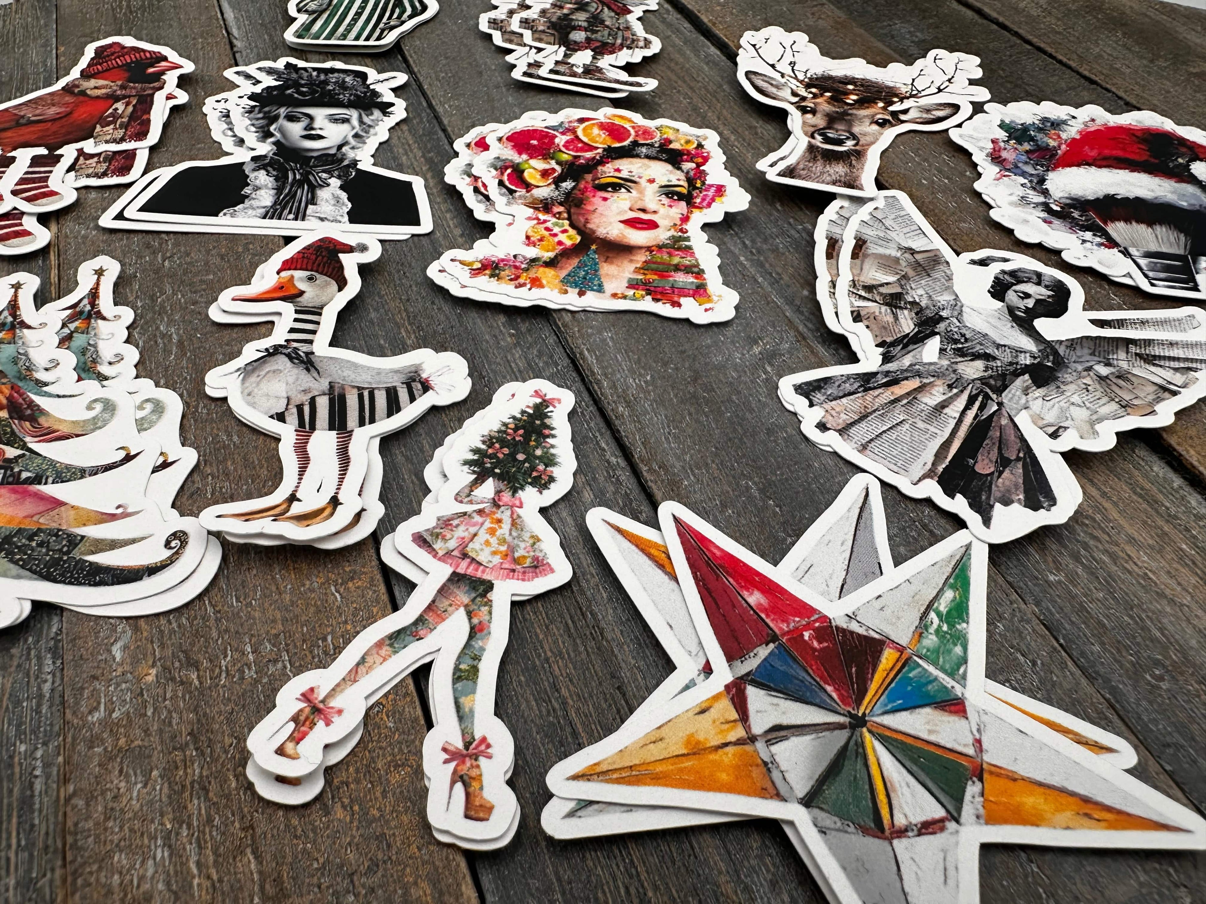 Collage Soup Ho, Ho, What?! – 24 Holiday Die Cuts | 12 Designs of Whimsical Collage Christmas Characters