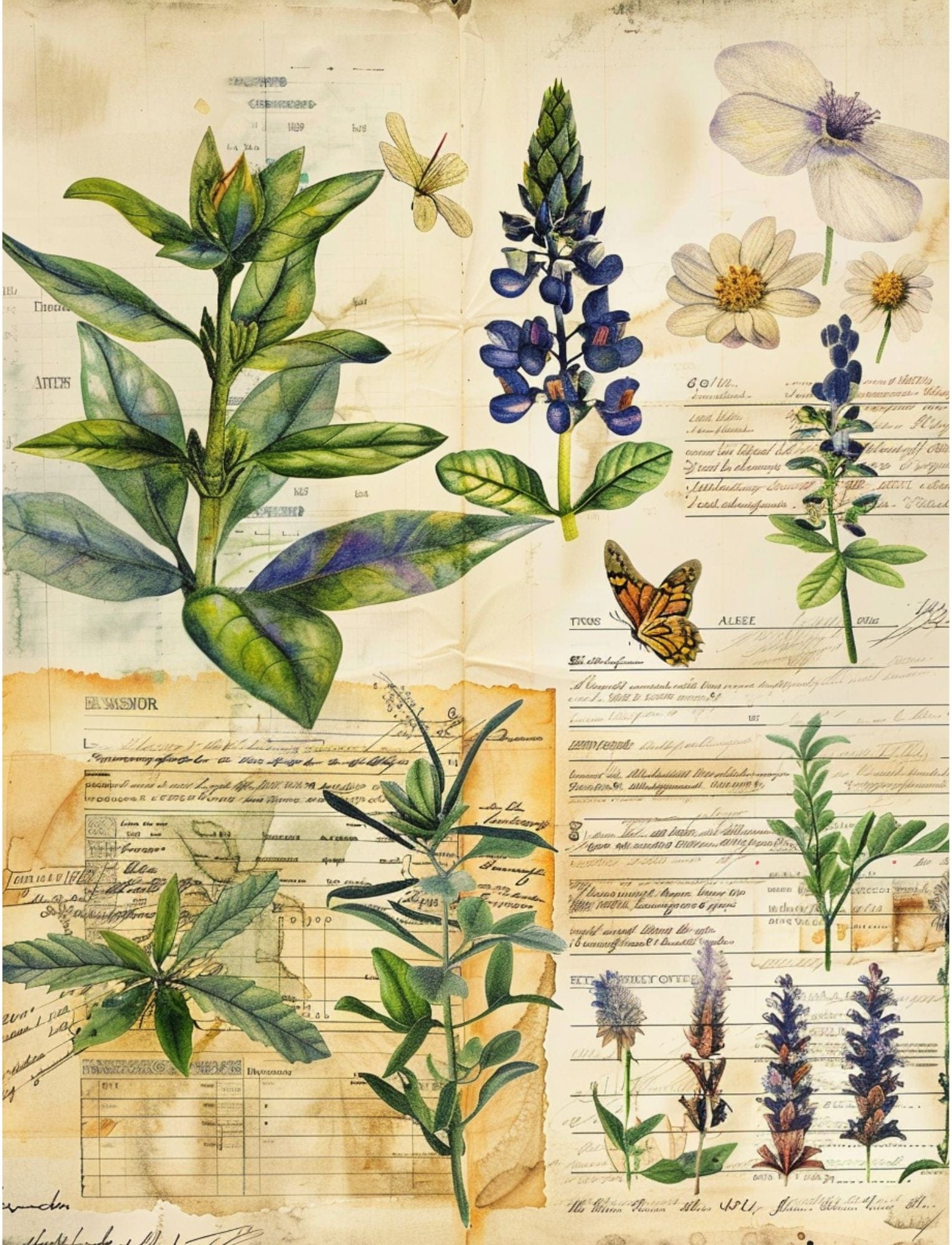 Collage Soup Hodgins Botany Journal (eBook) Vintage & Imaginative Botanical Pages – 122 Pages