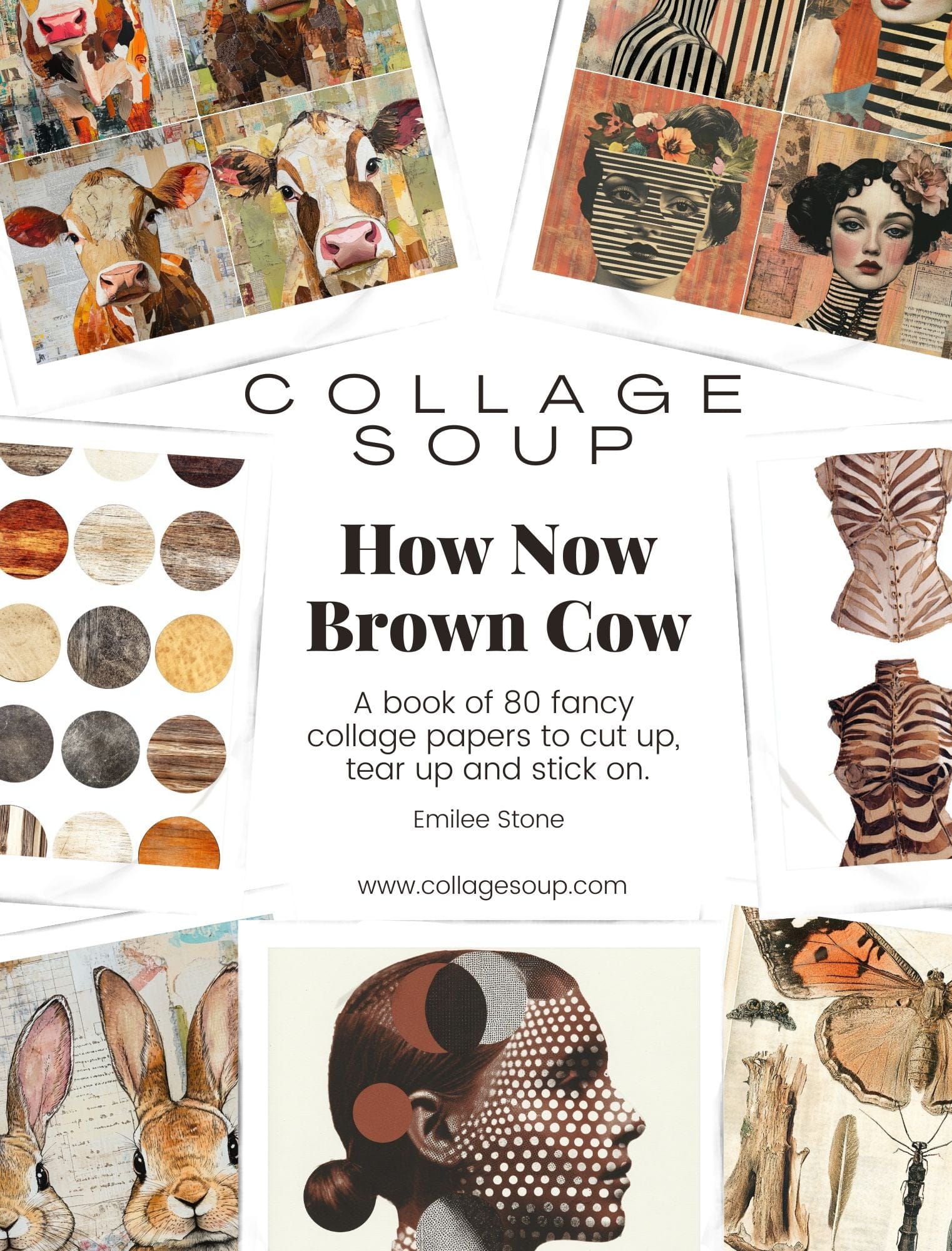 Collage Soup How Now Brown Cow (Paperback) | 80 Pages of Earthy Brown Collage Papers