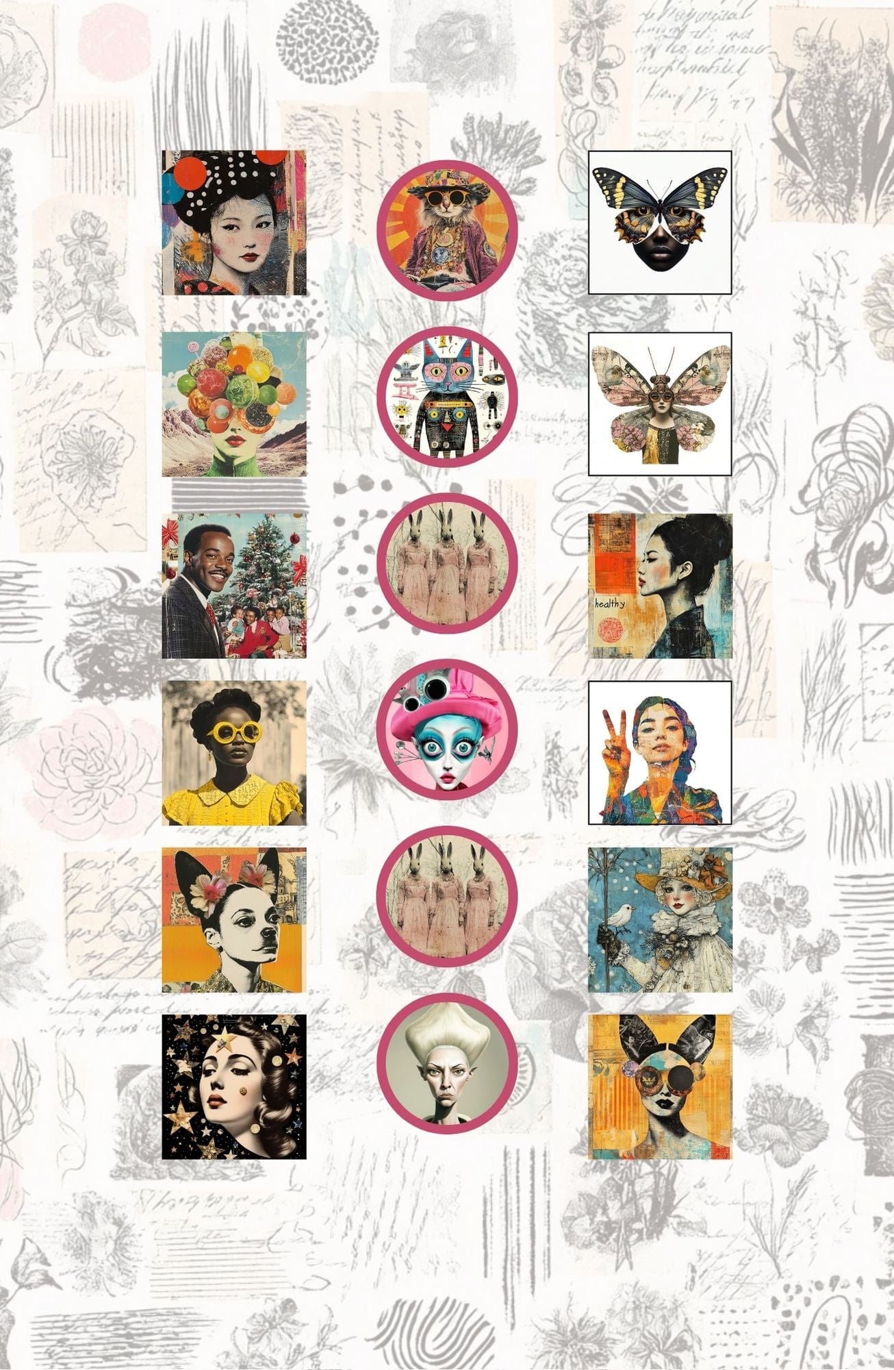 Collage Soup Inchie It Up! (eBook) Printable Collage Inchies for ATCs, Journals & Swaps – 40 Pages