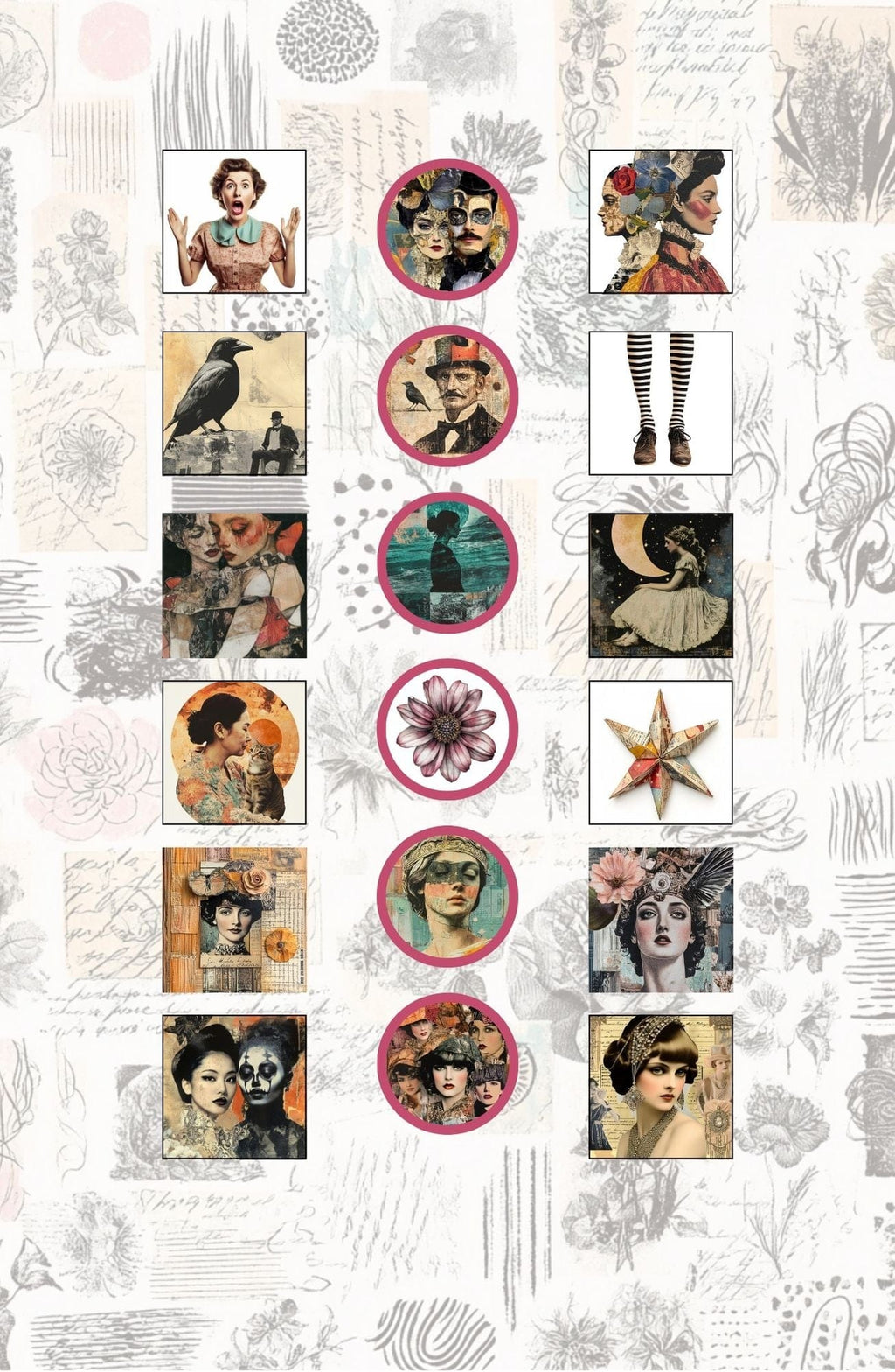 Collage Soup Inchie It Up! (eBook) Printable Collage Inchies for ATCs, Journals & Swaps – 40 Pages
