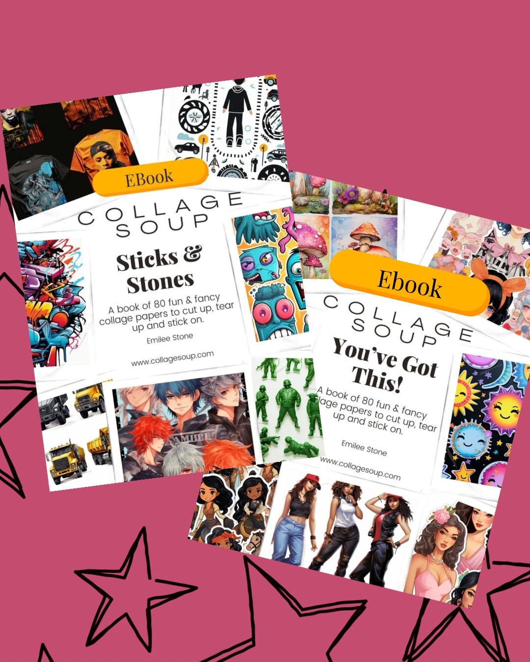 Collage Soup Kids Collage Pack: Printable Art Bundle of Bold & Fun Pages for Kids – 155 Pages