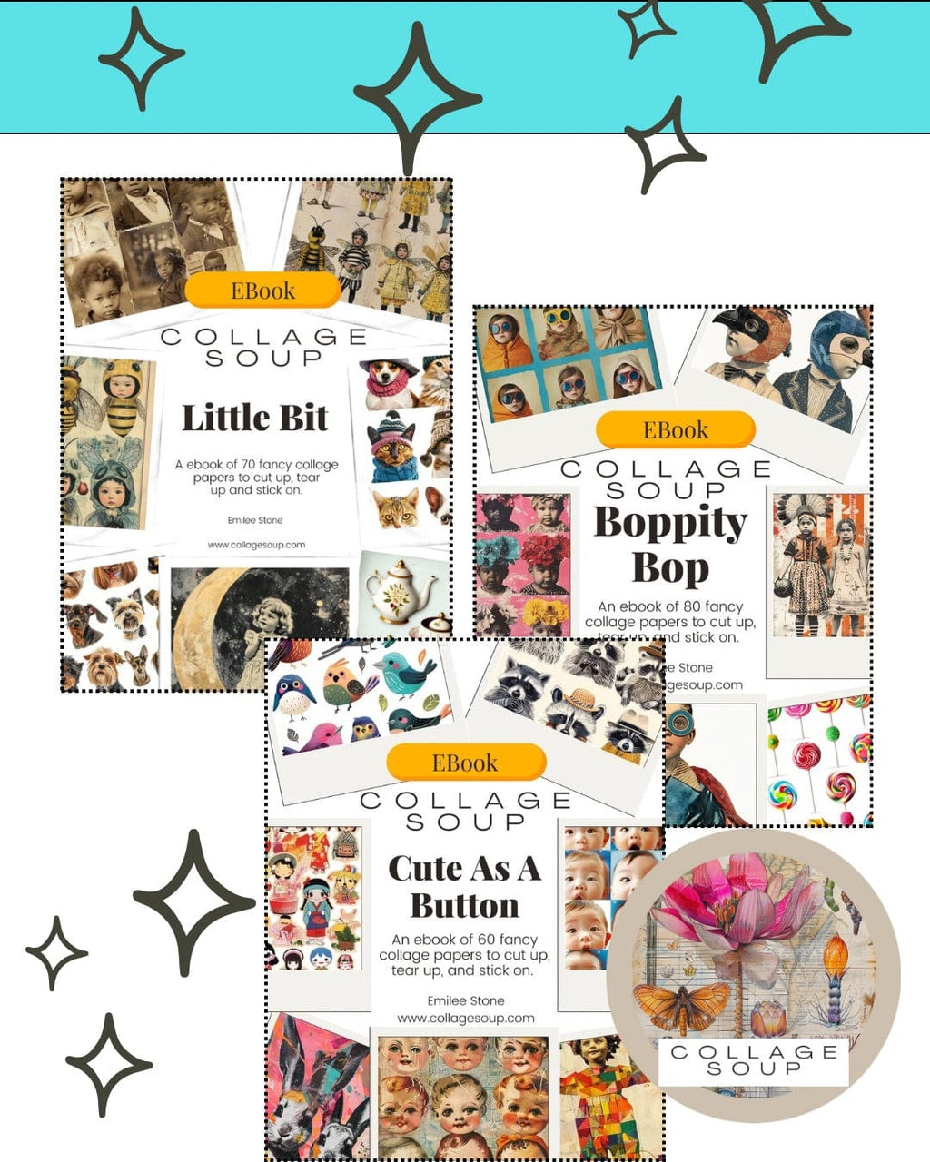 Collage Soup Kids Gone Wild Pack (eBook Bundle) Includes Little Bit, Boppity Bop & Cute As A Button – 210 Pages