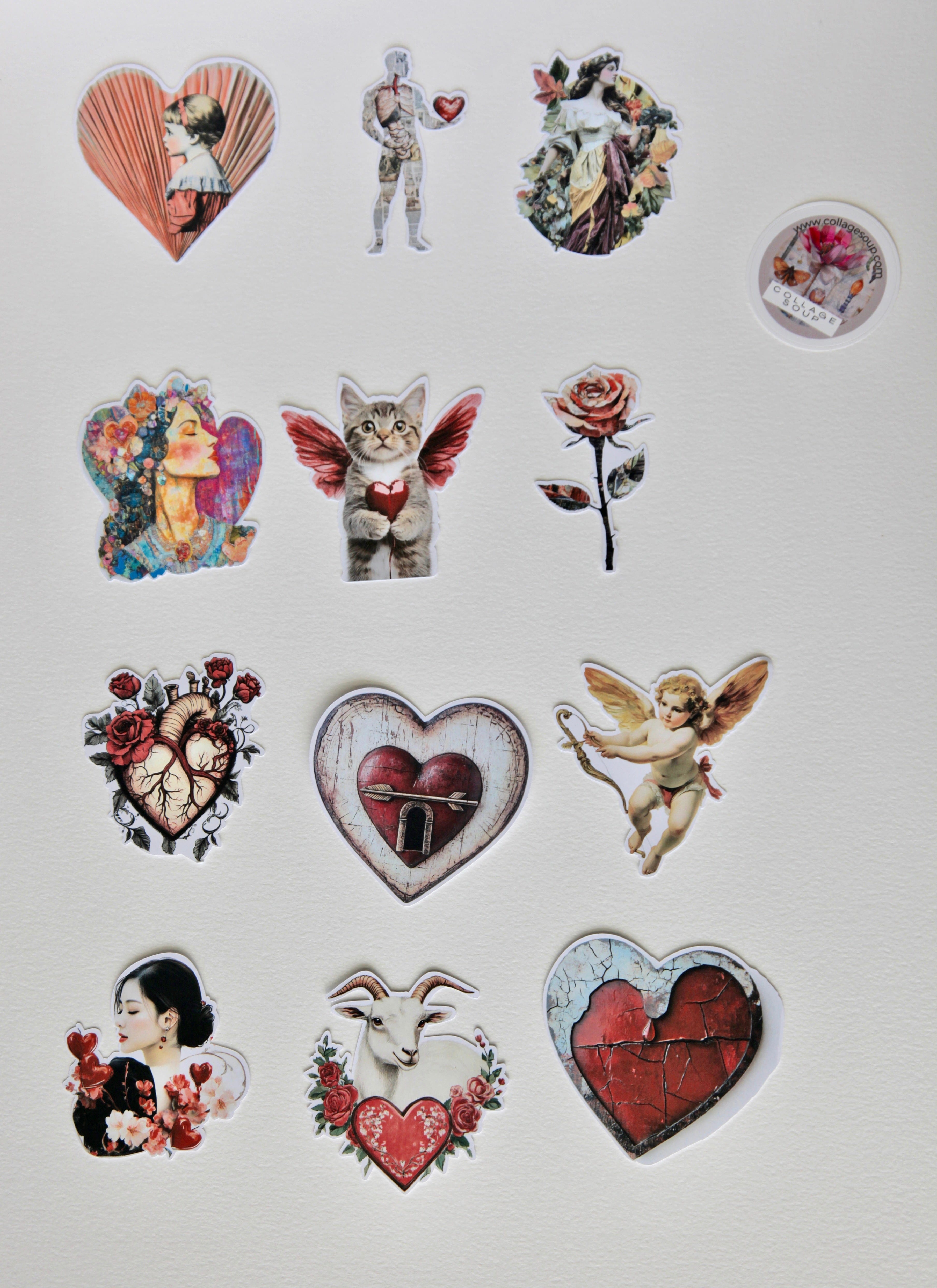 Collage Soup Love Sprouts Paper Bites: 12 Vibrant Pre-Cut Floral and Quirky Paper Designs 110 lb. Paper