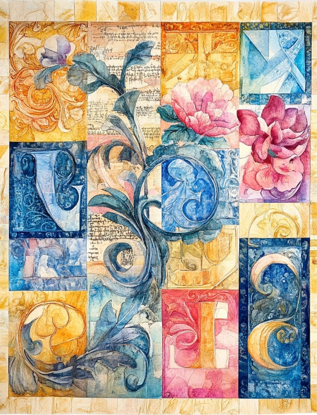 Collage Soup Manuscripta (eBook) Illuminated Alphabet Collage Collection – 112 Pages