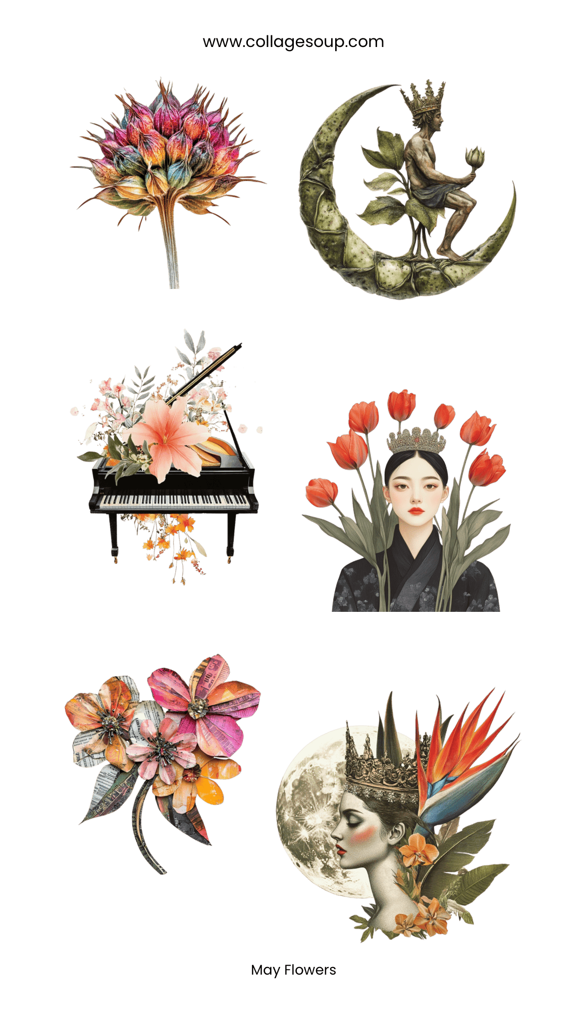 Collage Soup May Flowers Sticker Sheet